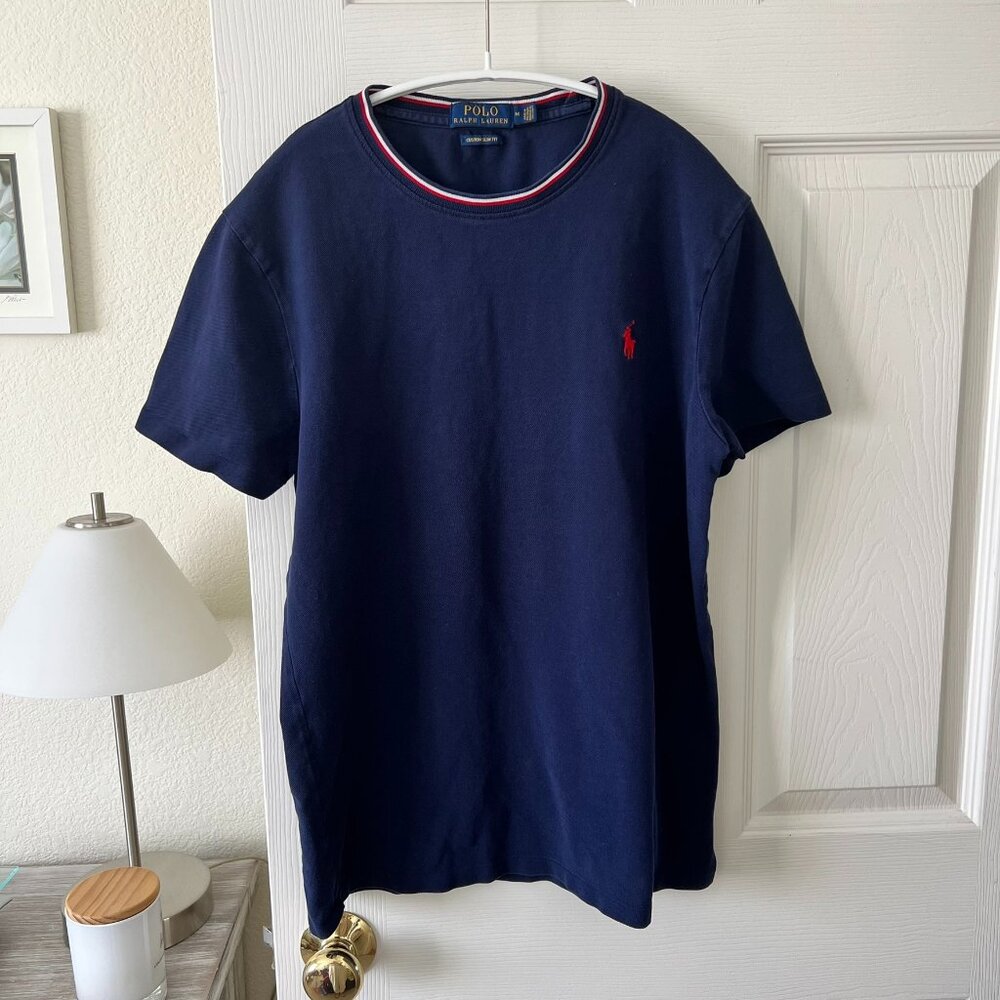 Polo Ralph Lauren Custom Slim Fit Navy T Shirt Red Pony Men’s M